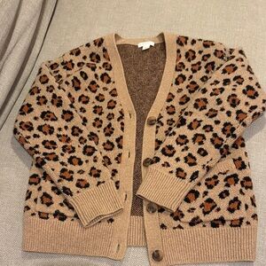 Crewcuts Leopard Print Cardigan - Tan and Black